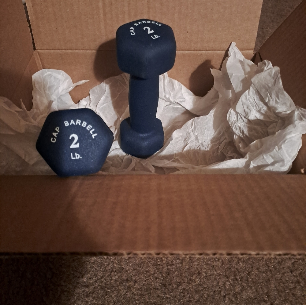NEW CAP WEIGHTS SET, 2 DUMBBELLS, Neoprene, Hexagon shape 2LBS EACH, Blue